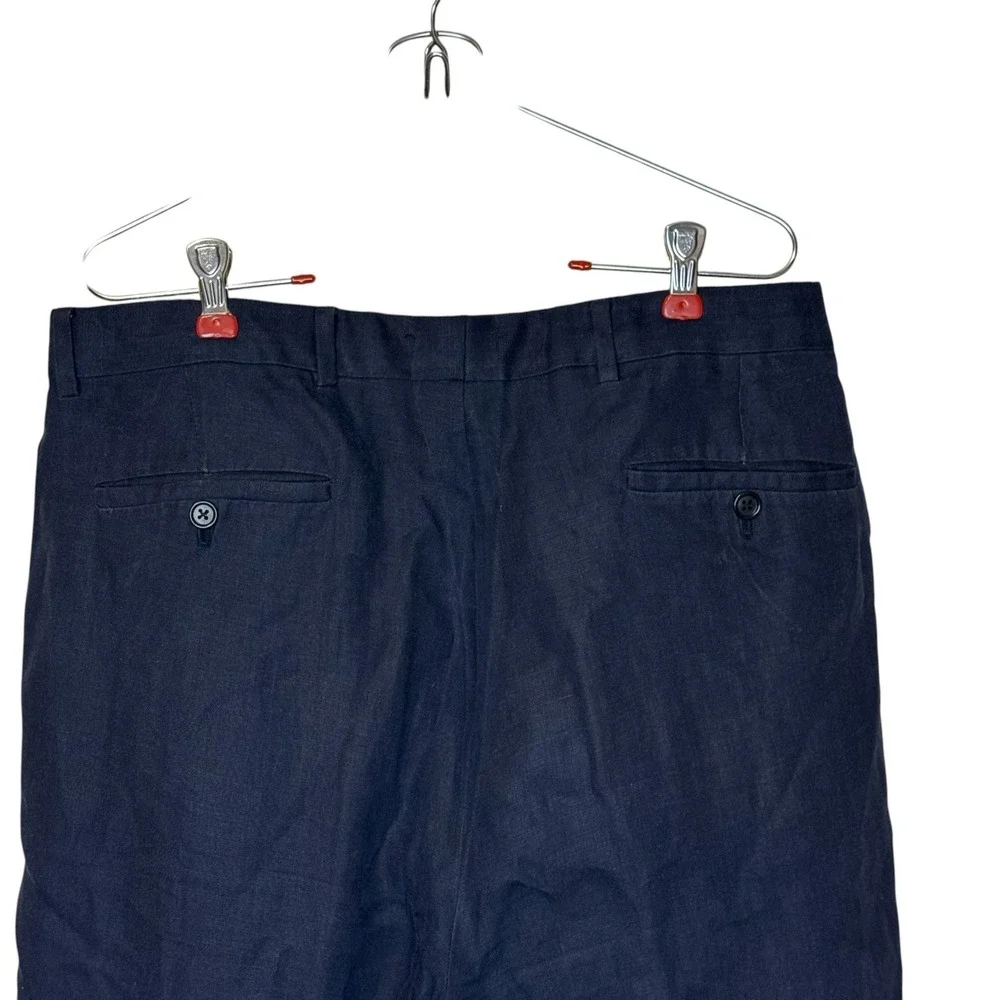 Ralph Lauren Purple Label Women's Pants 100% Wide Leg Elastic Waist Navy 32X29